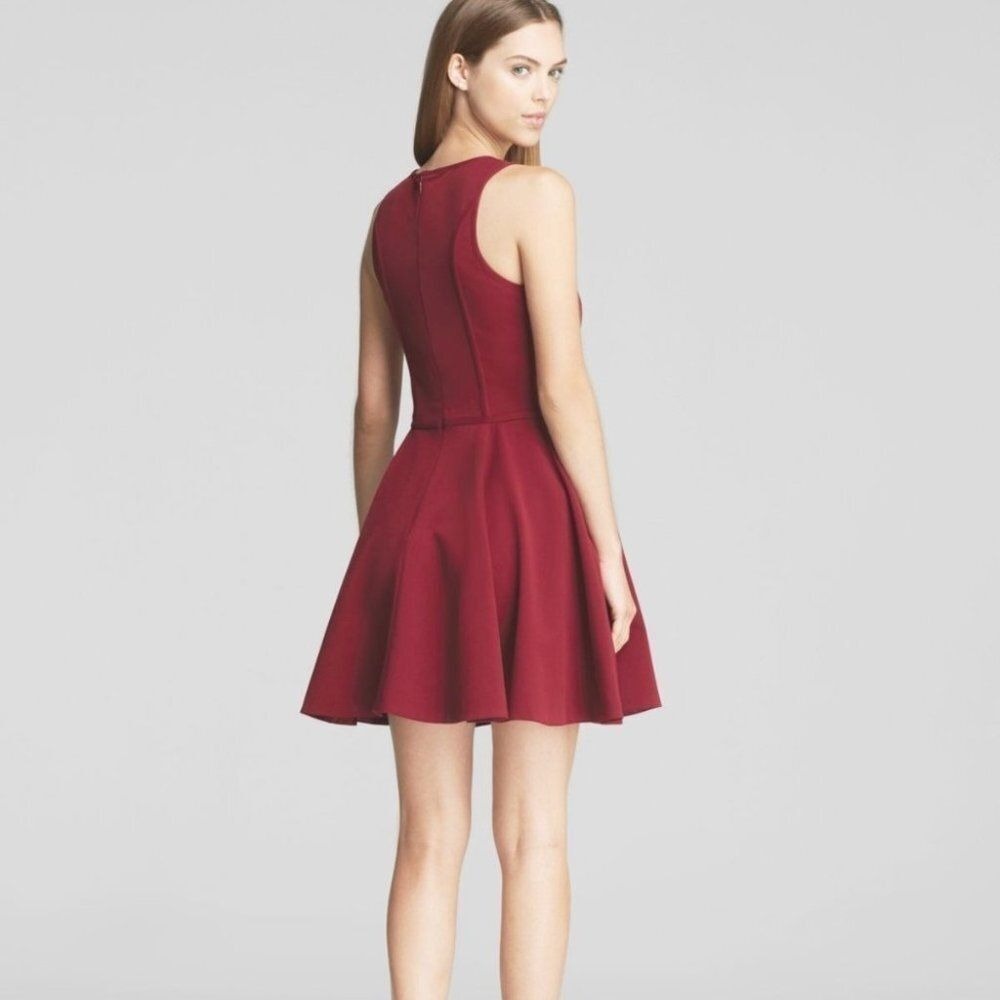 Red Sleeveless‎ Fit Flare Stretch Gabardine Dress 0